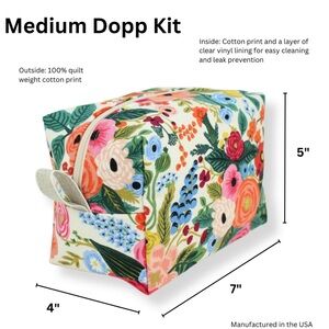 Dana Herbert Designs Medium Floral “Dopp Kit” Style Zip-Up Bag